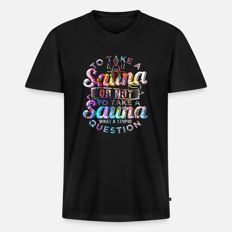 Sauna - Männer Premium Bio T-Shirt mit V-Ausschnitt - Schwarz