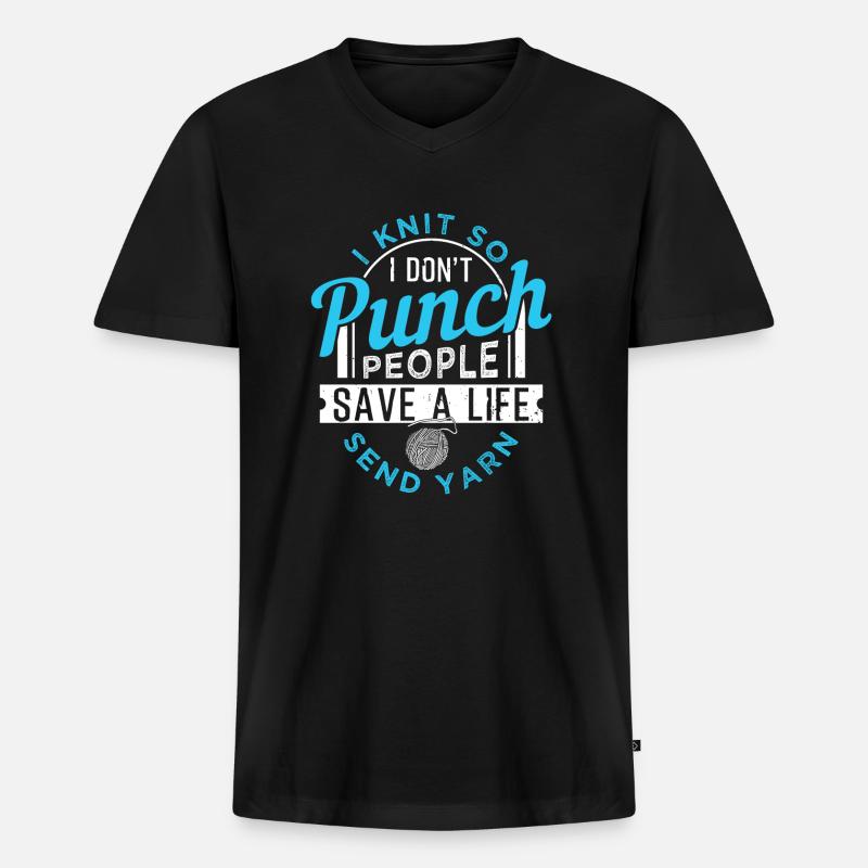 Stricken - Männer Premium Bio T-Shirt mit V-Ausschnitt - Schwarz
