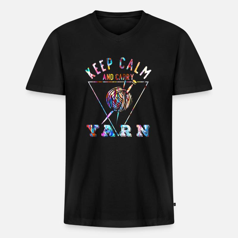 Stricken - Männer Premium Bio T-Shirt mit V-Ausschnitt - Schwarz