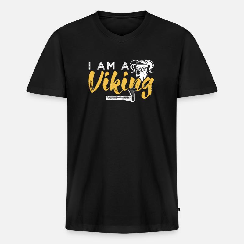 Wikinger - Männer Premium Bio T-Shirt mit V-Ausschnitt - Schwarz