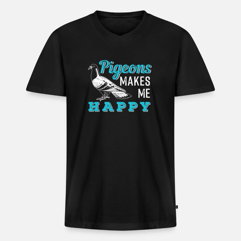 Taube - Männer Premium Bio T-Shirt mit V-Ausschnitt - Schwarz