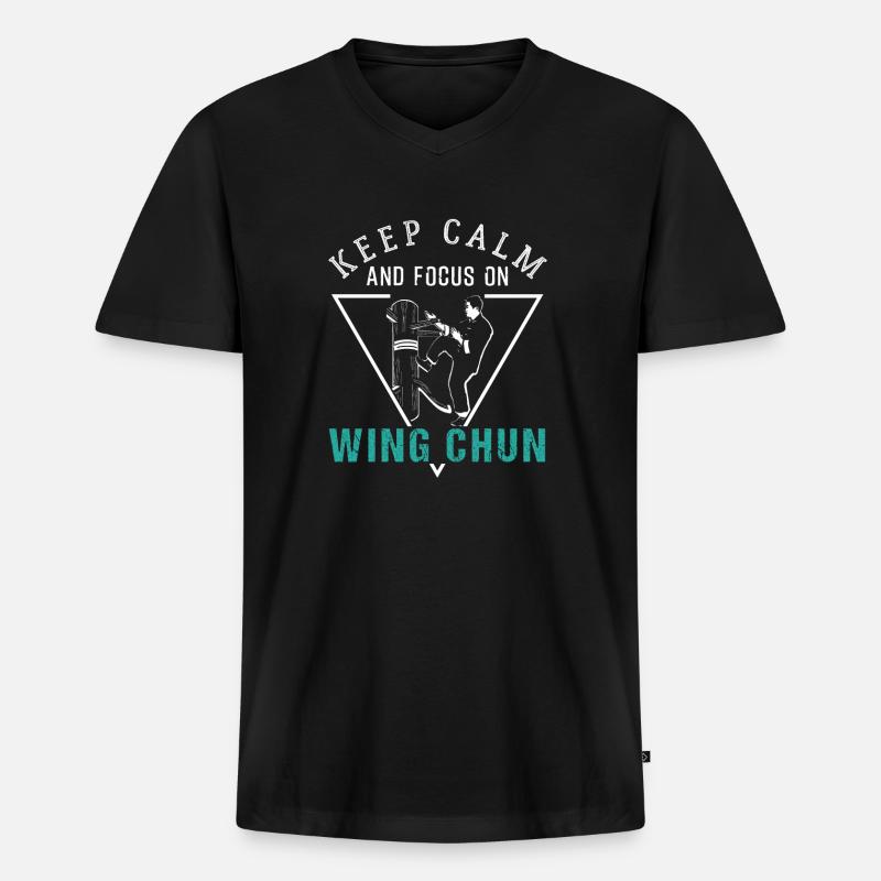 Wing Chun - Männer Premium Bio T-Shirt mit V-Ausschnitt - Schwarz