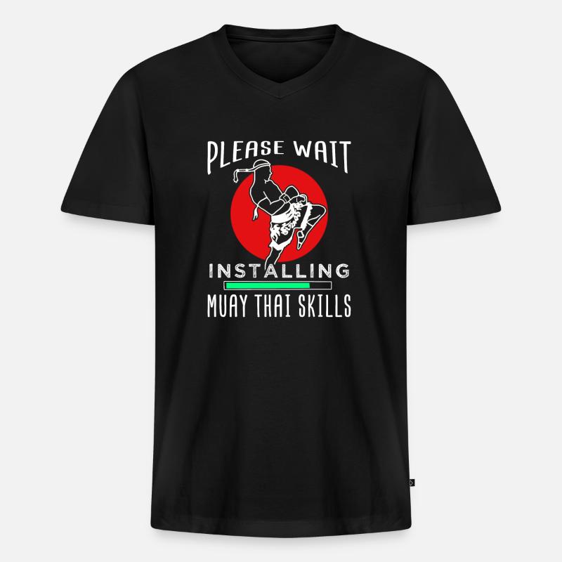 Muay Thai - Männer Premium Bio T-Shirt mit V-Ausschnitt - Schwarz