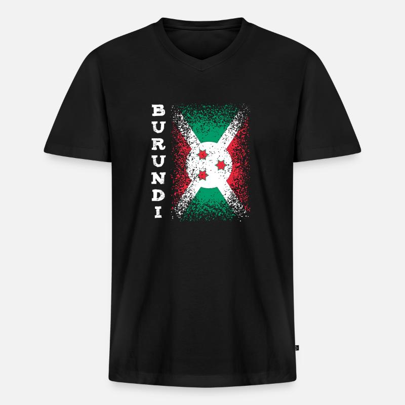 Burundi - Männer Premium Bio T-Shirt mit V-Ausschnitt - Schwarz