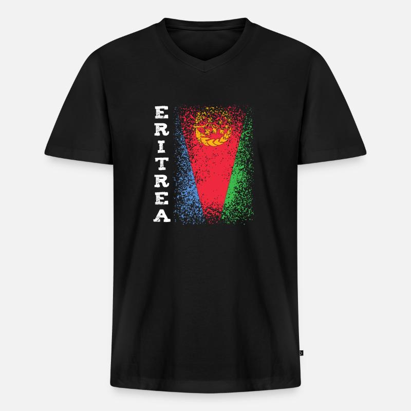 Eritrea Flagge - Männer Premium Bio T-Shirt mit V-Ausschnitt - Schwarz