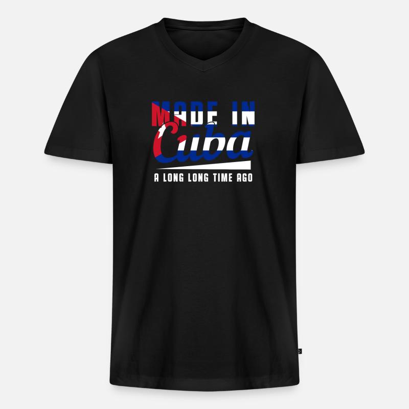 Kuba - Männer Premium Bio T-Shirt mit V-Ausschnitt - Schwarz