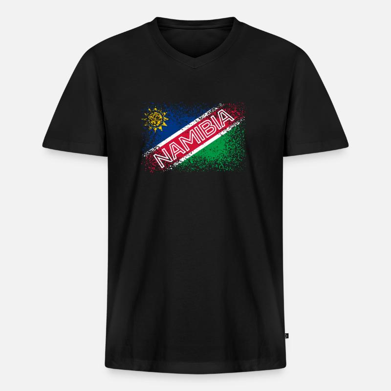 Namibia - Männer Premium Bio T-Shirt mit V-Ausschnitt - Schwarz
