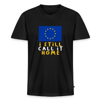 Europa - Männer Premium Bio T-Shirt mit V-Ausschnitt - Schwarz - Vorne - Nico (187cm)