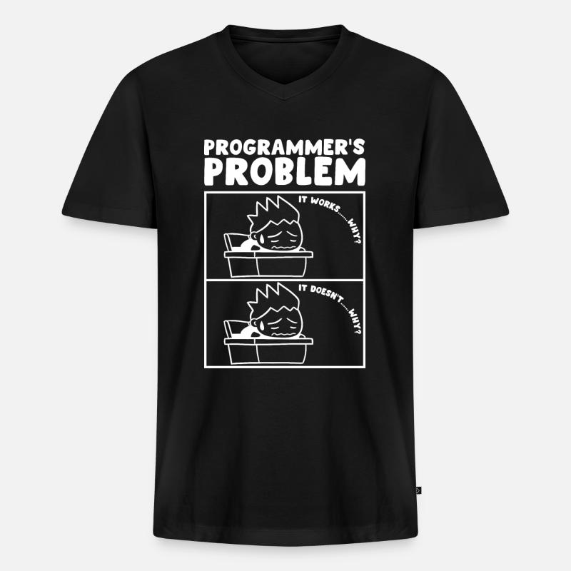 Programmers Problem Programmeur Informaticien - T-shirt encolure en V Premium bio Homme - noir