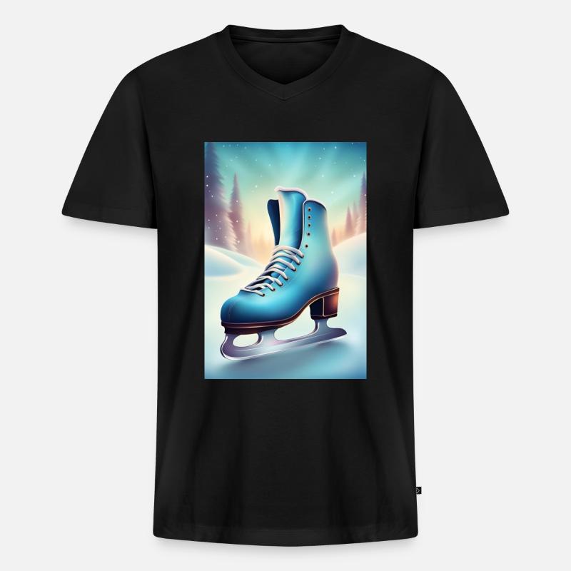 Winterliches Eiskunstlauf-Hobby - Männer Premium Bio T-Shirt mit V-Ausschnitt - Schwarz