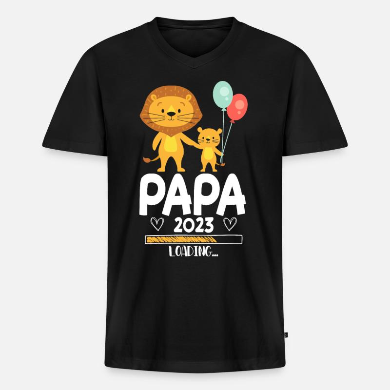 Papa 2023 Loading - Männer Premium Bio T-Shirt mit V-Ausschnitt - Schwarz