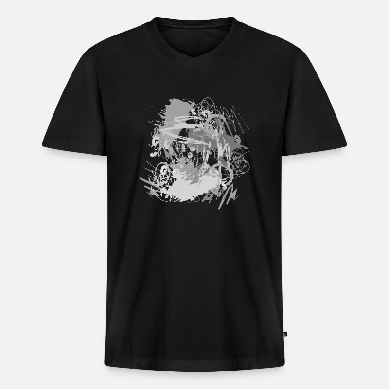 Abstrakt - Männer Premium Bio T-Shirt mit V-Ausschnitt - Schwarz