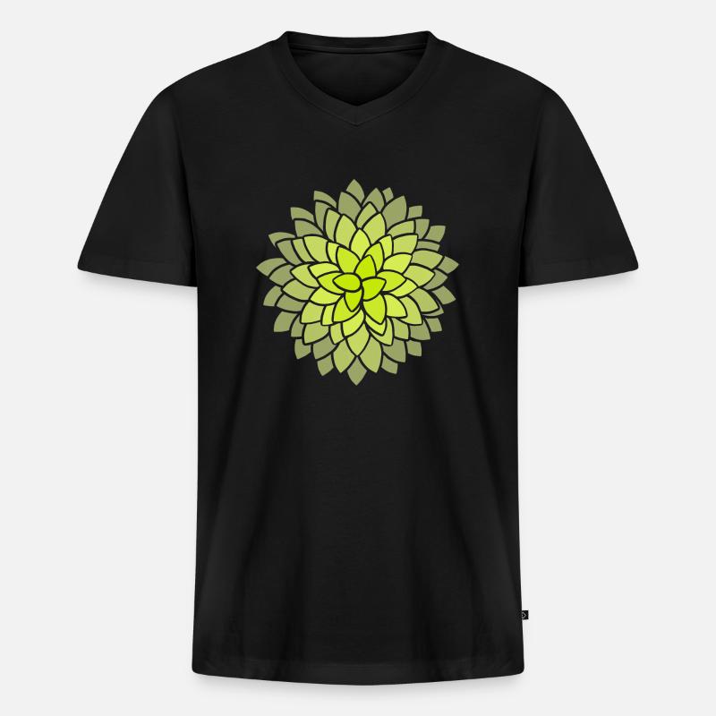MUMS Flower Neon Blumen - Männer Premium Bio T-Shirt mit V-Ausschnitt - Schwarz