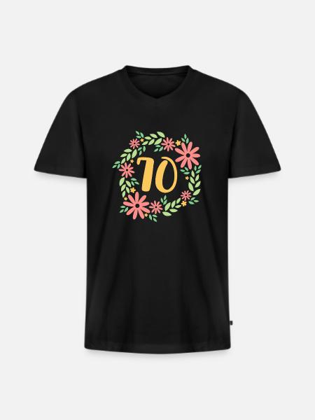 70th Birthday Gift - Men's Premium Organic T-shirt with V-neck - black