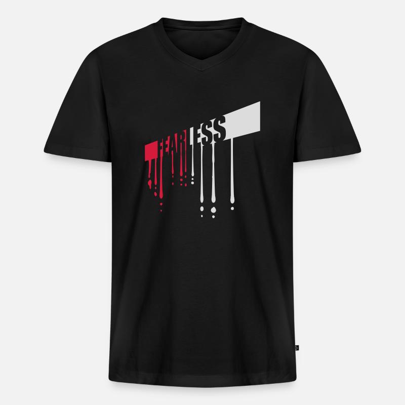 fearless Text Zitat Design - Männer Premium Bio T-Shirt mit V-Ausschnitt - Schwarz