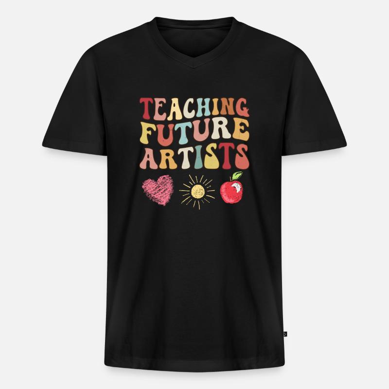 Kunstlehrer Design Kunstlehrerinnen Kunst Schule - Männer Premium Bio T-Shirt mit V-Ausschnitt - Schwarz