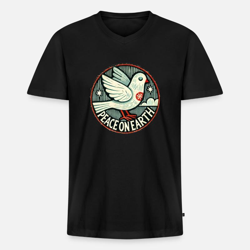 Friede auf Erden - Männer Premium Bio T-Shirt mit V-Ausschnitt - Schwarz