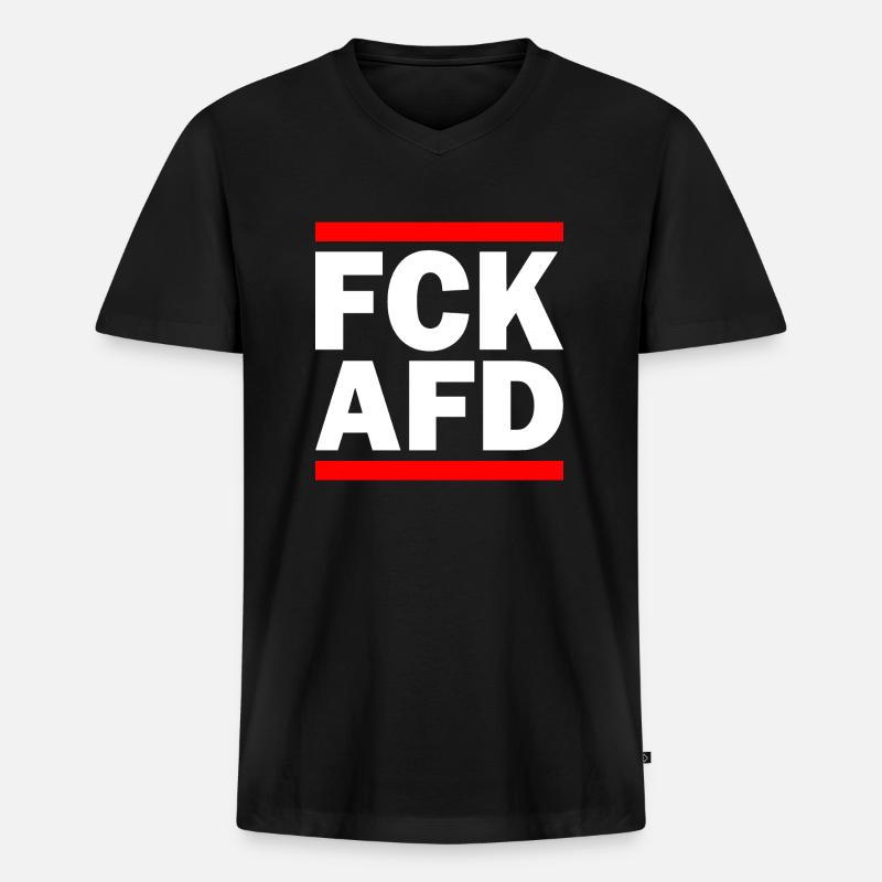 Fck afd - Männer Premium Bio T-Shirt mit V-Ausschnitt - Schwarz