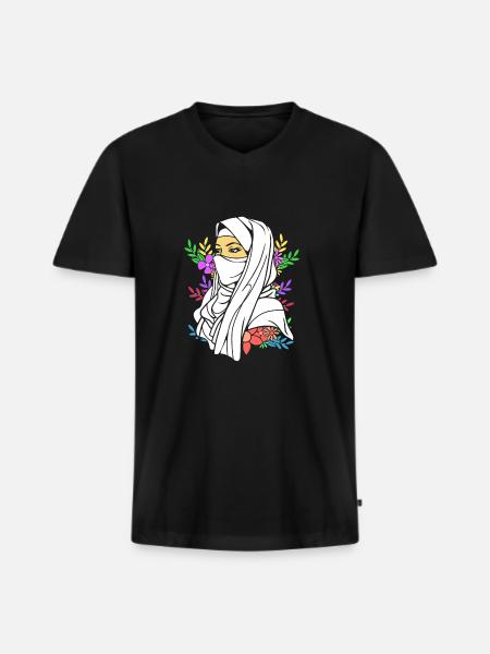 Muslimsk islam Muslimsk Muslima Eid Mubarak - Premium økologisk T-shirt med V-hals til mænd - sort