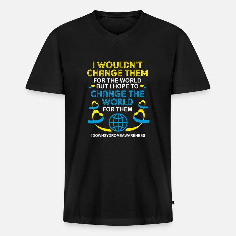 Down Syndrom - Männer Premium Bio T-Shirt mit V-Ausschnitt - Schwarz