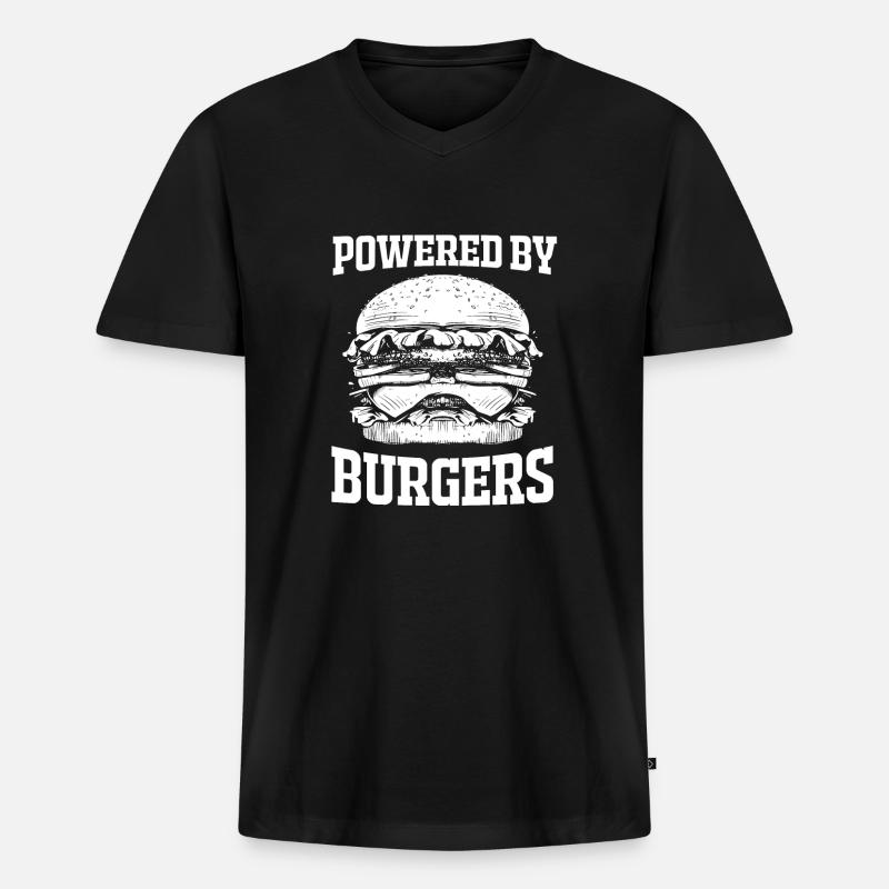 Cheeseburger - Männer Premium Bio T-Shirt mit V-Ausschnitt - Schwarz