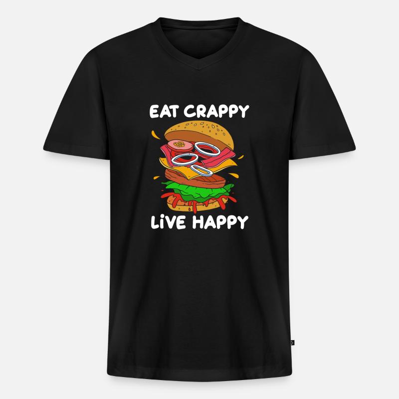 Cheeseburger - Männer Premium Bio T-Shirt mit V-Ausschnitt - Schwarz