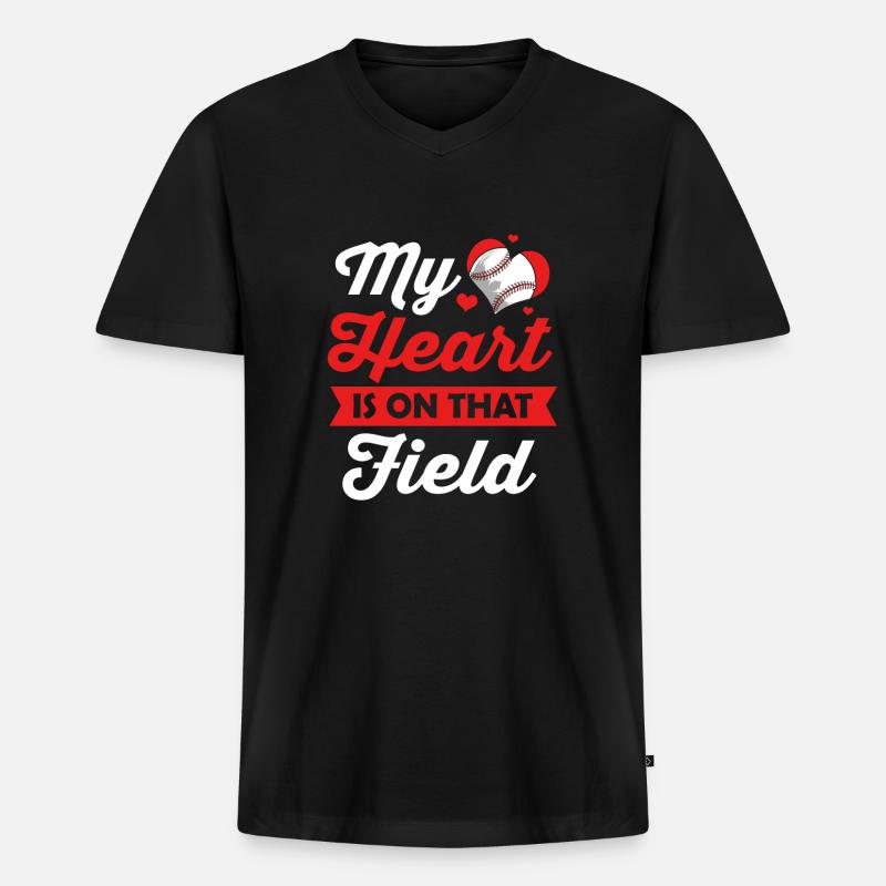 Baseball - Männer Premium Bio T-Shirt mit V-Ausschnitt - Schwarz