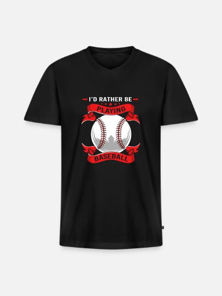 Baseball - Men's Premium Organic T-shirt with V-neck - black