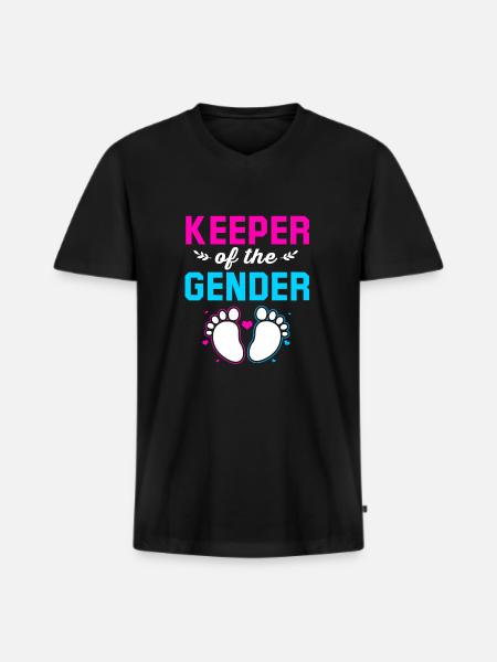 Køn afslører babyshower - Premium økologisk T-shirt med V-hals til mænd - sort