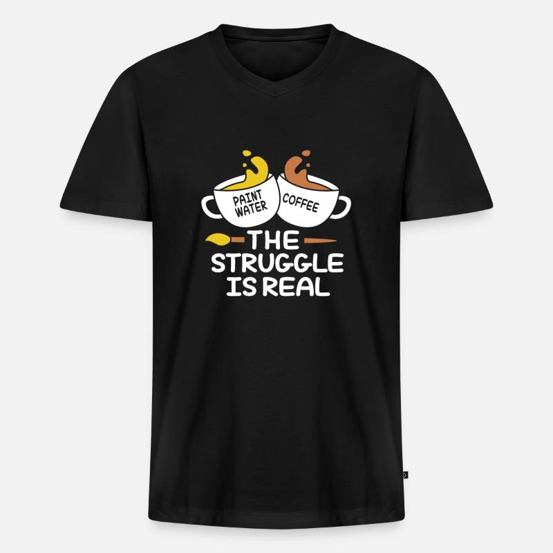 Maler - Männer Premium Bio T-Shirt mit V-Ausschnitt - Schwarz