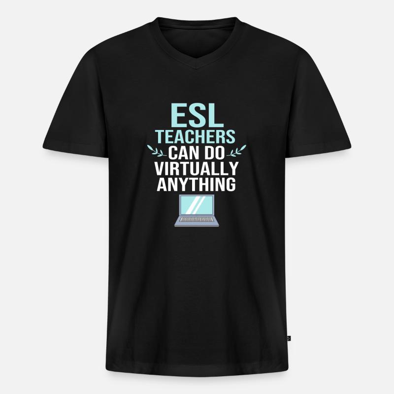 Englischlehrerin Englisch Lehrer - Männer Premium Bio T-Shirt mit V-Ausschnitt - Schwarz