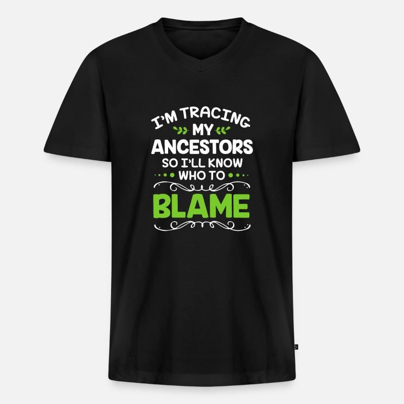 Stammbaum Genealogie - Männer Premium Bio T-Shirt mit V-Ausschnitt - Schwarz