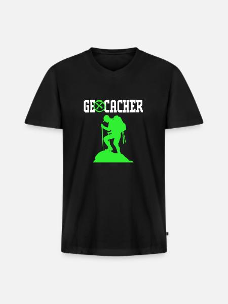 Geocaching Geocache Geocacher - Men's Premium Organic T-shirt with V-neck - black