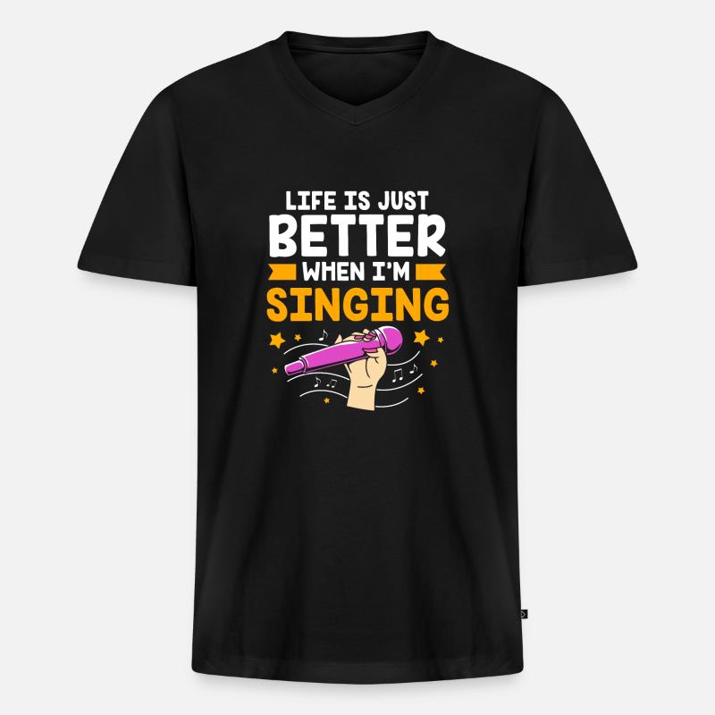 Karaoke - Männer Premium Bio T-Shirt mit V-Ausschnitt - Schwarz