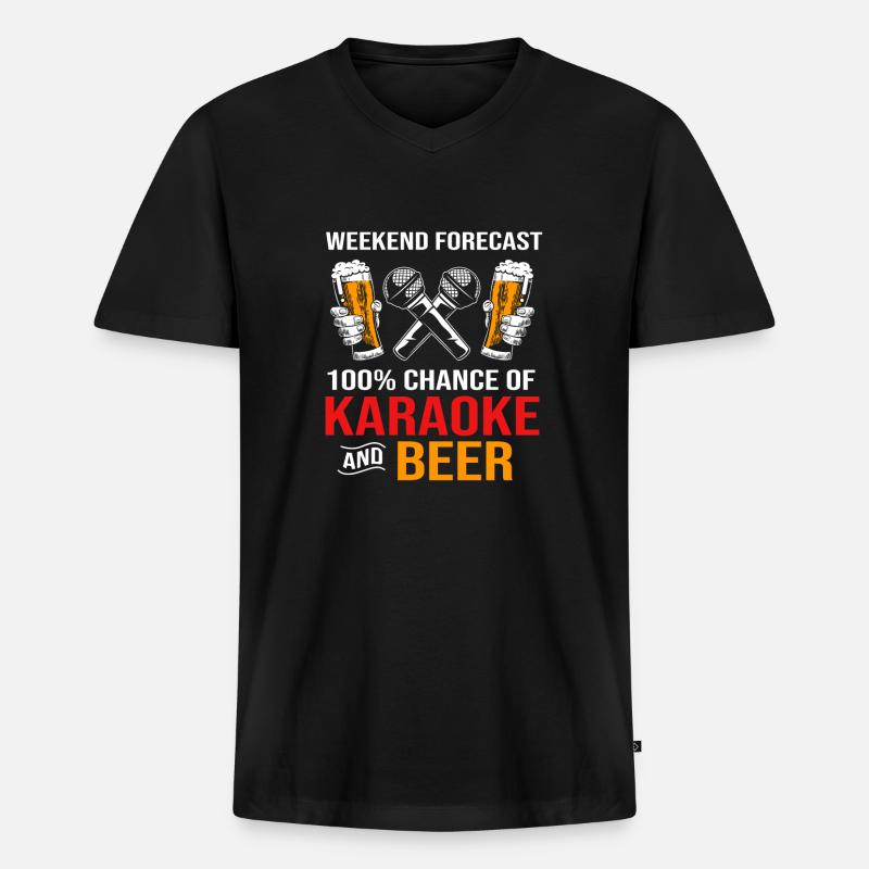 Karaoke - Männer Premium Bio T-Shirt mit V-Ausschnitt - Schwarz