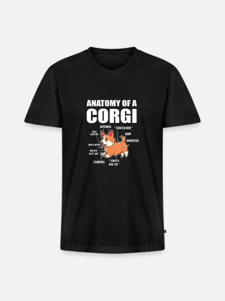 Corgi Anatomy - Men's Premium Organic T-shirt with V-neck - black