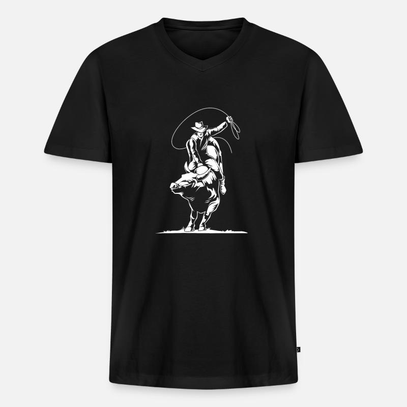 Rodeo - Männer Premium Bio T-Shirt mit V-Ausschnitt - Schwarz