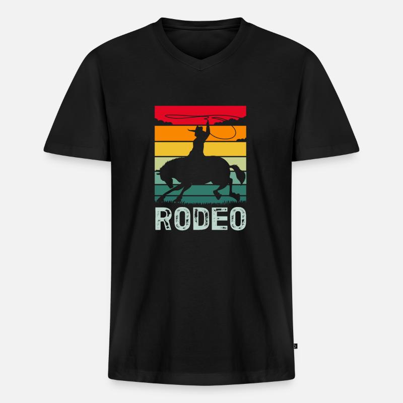 Rodeo - Männer Premium Bio T-Shirt mit V-Ausschnitt - Schwarz