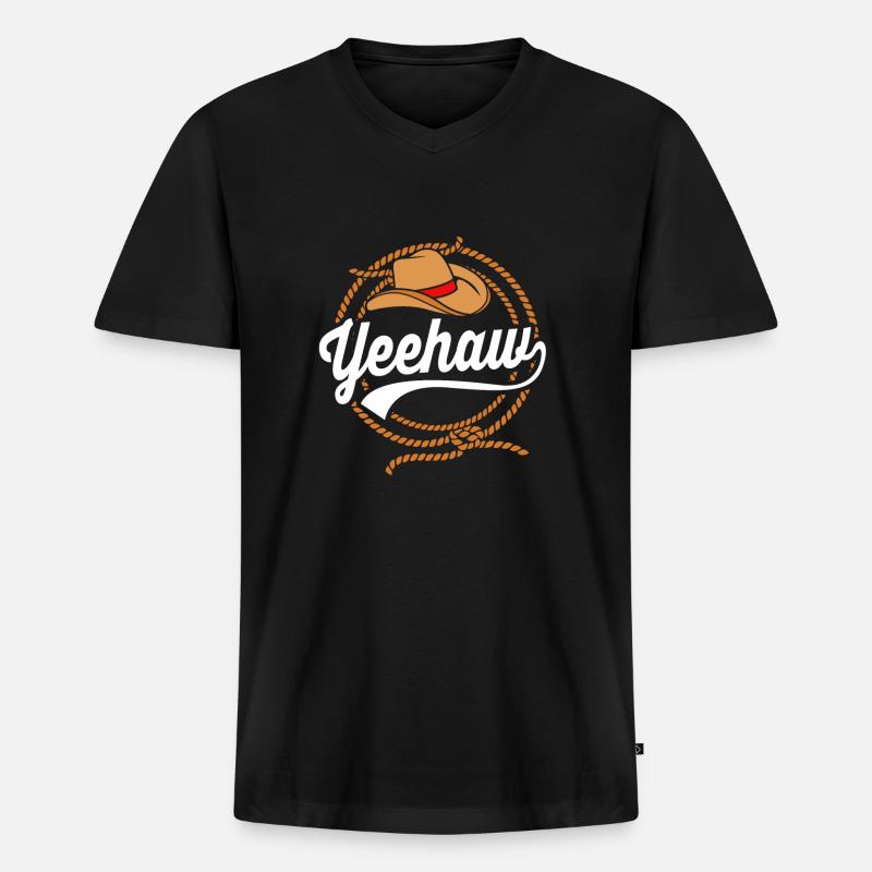Rodeo - Männer Premium Bio T-Shirt mit V-Ausschnitt - Schwarz
