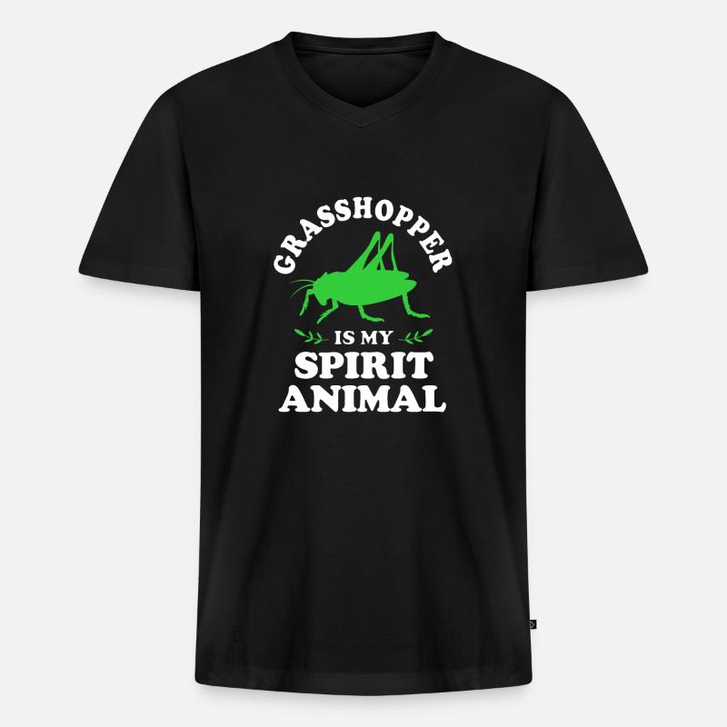 Heuschrecke - Männer Premium Bio T-Shirt mit V-Ausschnitt - Schwarz