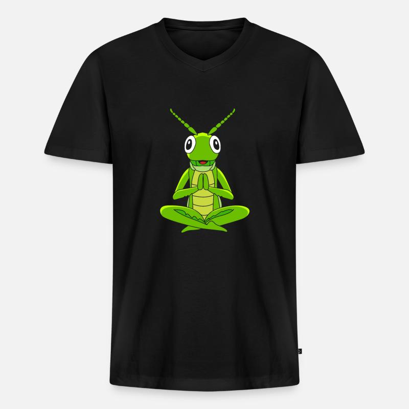 Grashüpfer Heuschrecke - Männer Premium Bio T-Shirt mit V-Ausschnitt - Schwarz
