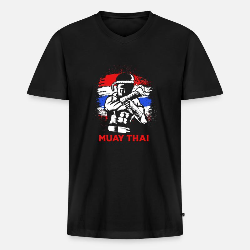 Muay Thai boxen - Männer Premium Bio T-Shirt mit V-Ausschnitt - Schwarz