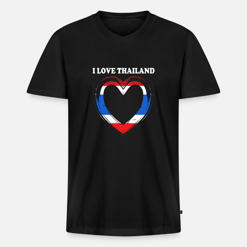 Thailand Thai Sprache - Männer Premium Bio T-Shirt mit V-Ausschnitt - Schwarz