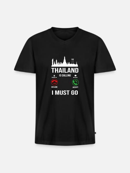 Thailand Thai Language - Men's Premium Organic T-shirt with V-neck - black