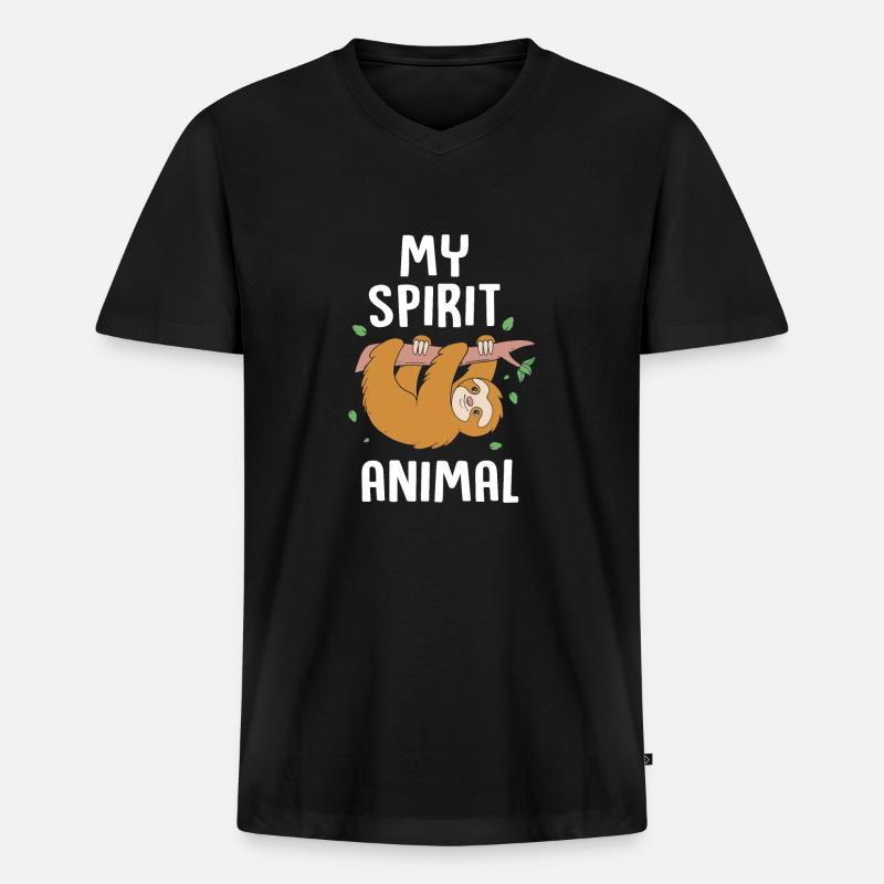 Faultier - Männer Premium Bio T-Shirt mit V-Ausschnitt - Schwarz