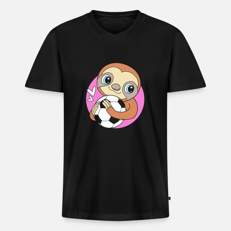 Faultier - Männer Premium Bio T-Shirt mit V-Ausschnitt - Schwarz