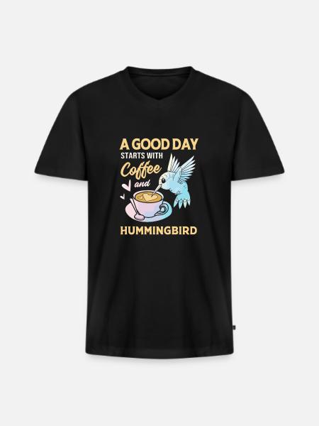 Hummingbird - Men's Premium Organic T-shirt with V-neck - black