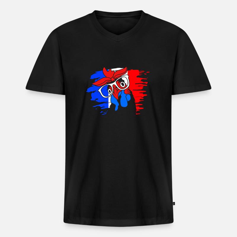 Frankreich - Männer Premium Bio T-Shirt mit V-Ausschnitt - Schwarz