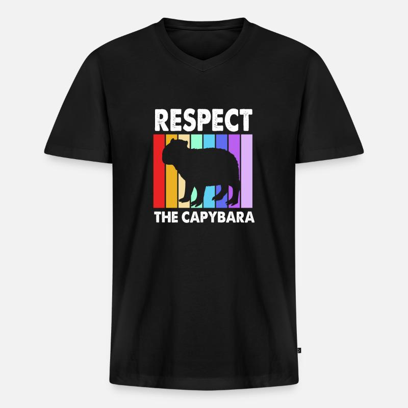Capybara - Männer Premium Bio T-Shirt mit V-Ausschnitt - Schwarz