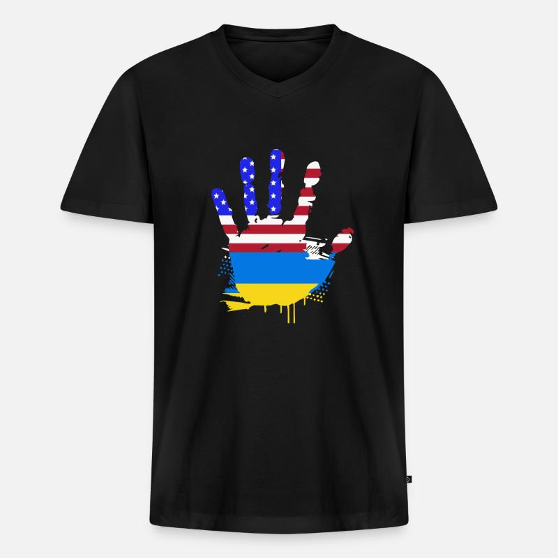 Ukraine - Männer Premium Bio T-Shirt mit V-Ausschnitt - Schwarz
